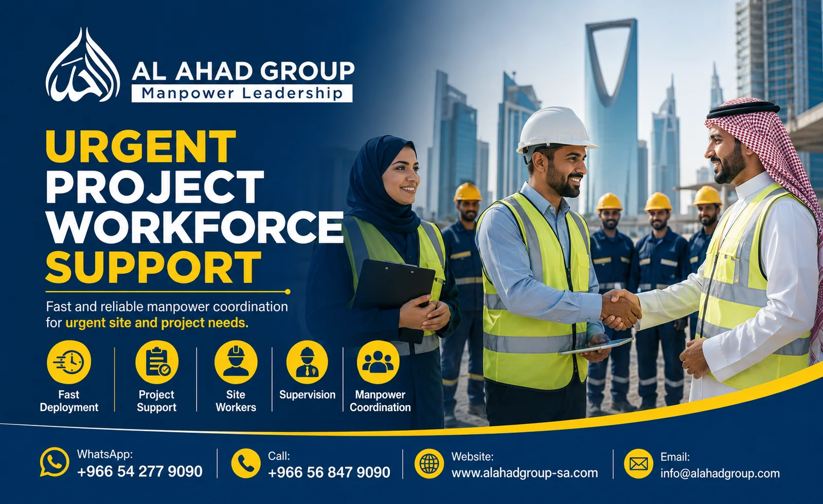 AL AHAD GROUP shift and site-readiness planning team supporting employers in NEOM, Saudi Arabia